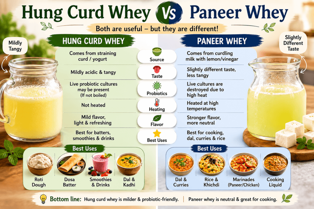 Hung Curd Whey vs Paneer Whey